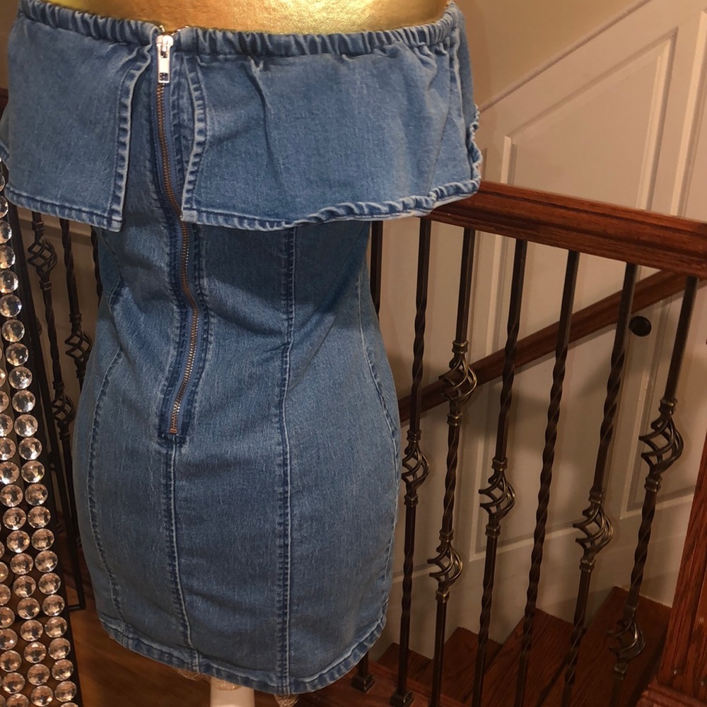 Revolve MPD Denim Ruffle Off Shoulder Dress - Picture 6 of 7
